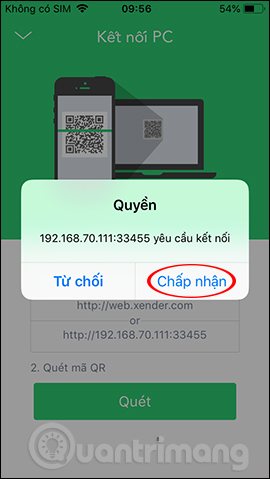 Cho phép kết nối