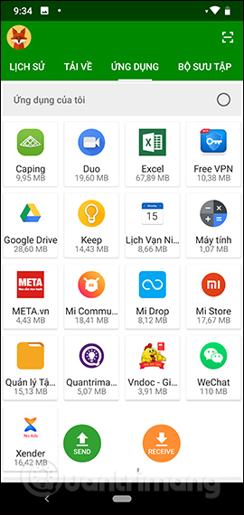 Ứng dụng cài đặt