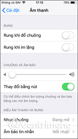 Tắt rung khi có cuộc gọi