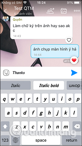 Chọn kiểu chữ trên Zalo