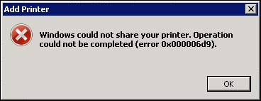 Báo lỗi khi dùng Add Printer