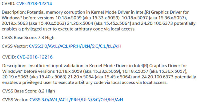 Kẻ tấn công yêu cầu quyền truy cập cục bộ để khai thác lỗ hổng trong Intel Graphics Driver
