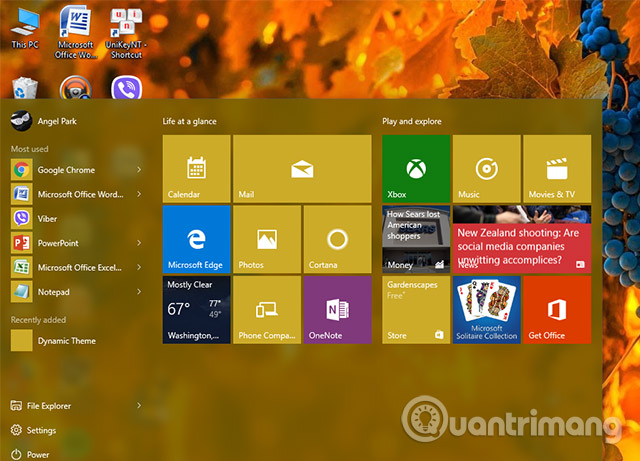 Chỉnh màu Taskbar