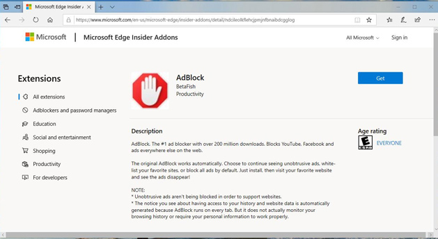 Để tải về các extension trên website này, người dùng chỉ cần nhấn vào nút Get trong mỗi trang extension cụ thể