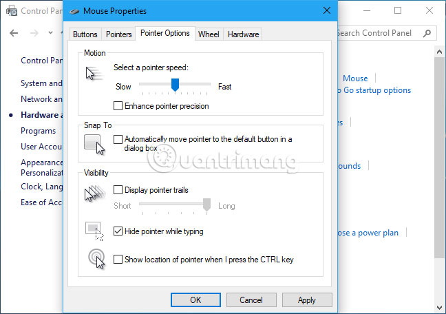 Cách vô hiệu hóa hoặc kích hoạt Enhance Pointer Precision