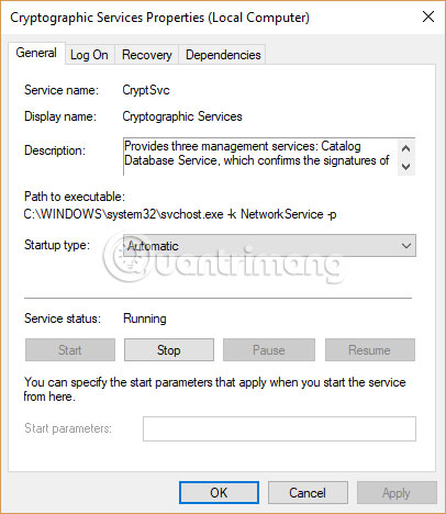 Kiểm tra Cryptographic Service