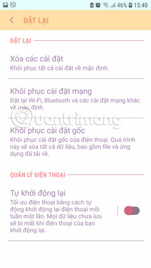Khởi động lại thiết bị
