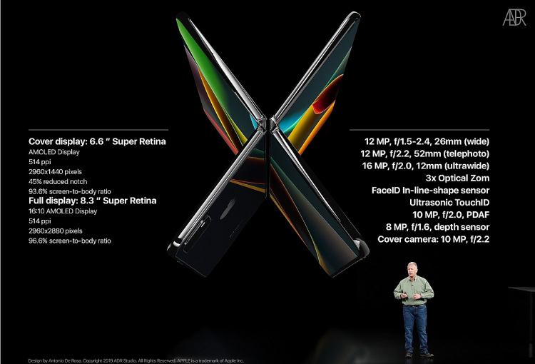 một bản thiết kế điện thoại gập của Apple mang tên iPhone X Fold