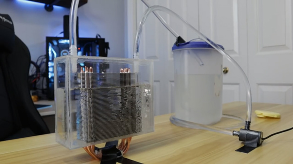 James bắt đầu bơm nước vào để thử nghiệm