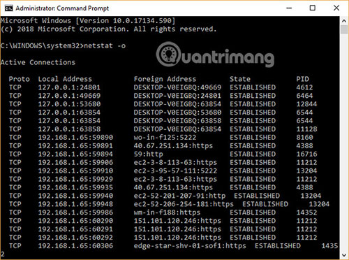 Sử dụng Netstat để tìm nguyên nhân