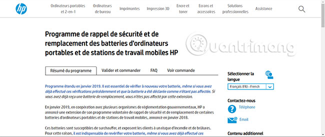 Trang thông báo thu hồi