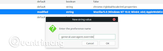 Chọn New, rồi nhấp vào String