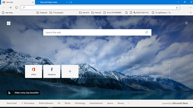 Giao diện của Microsoft Edge mới 