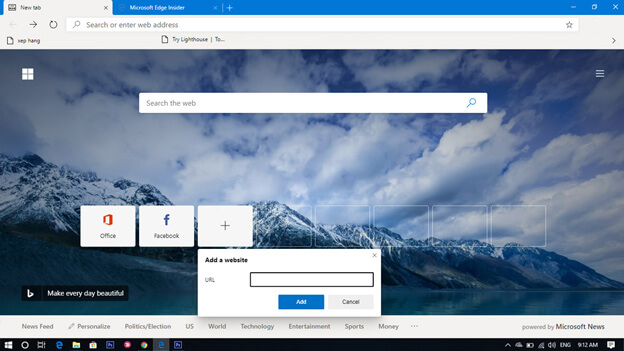 Tùy biến lại trang New Tab