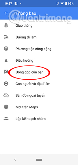 Thông báo về đánh giá