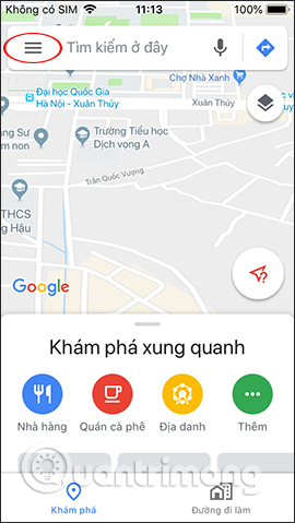 Giao diện Google Maps