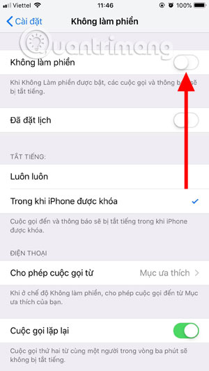 Tắt tính năng Không làm phiền