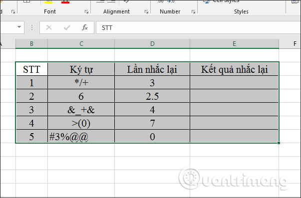 Cách sử dụng hàm REPT trên Excel