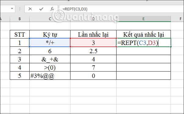 Cách sử dụng hàm REPT trên Excel - Ảnh minh hoạ 2