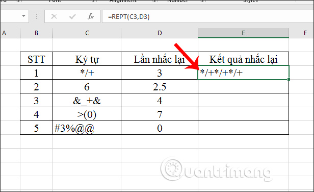 Cách sử dụng hàm REPT trên Excel - Ảnh minh hoạ 3