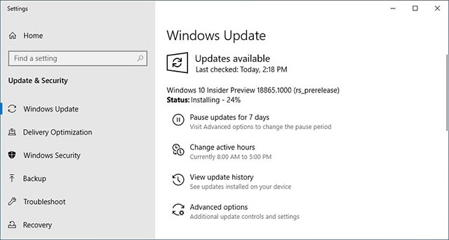 Windows 10 Insider Preview Build 18865