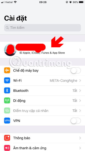 Chọn iCloud