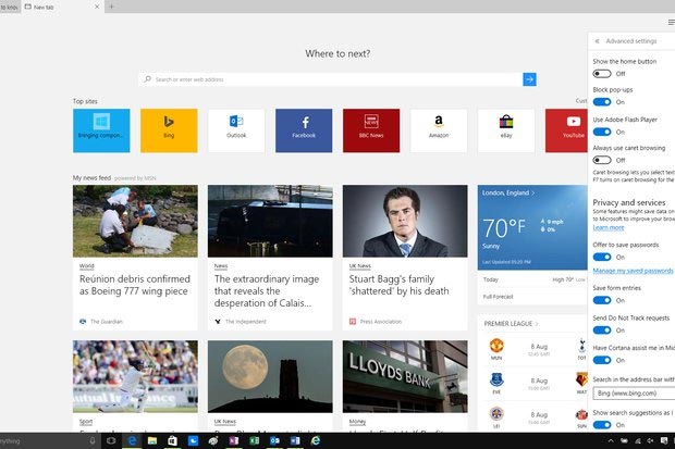 Giao diện Microsoft Edge