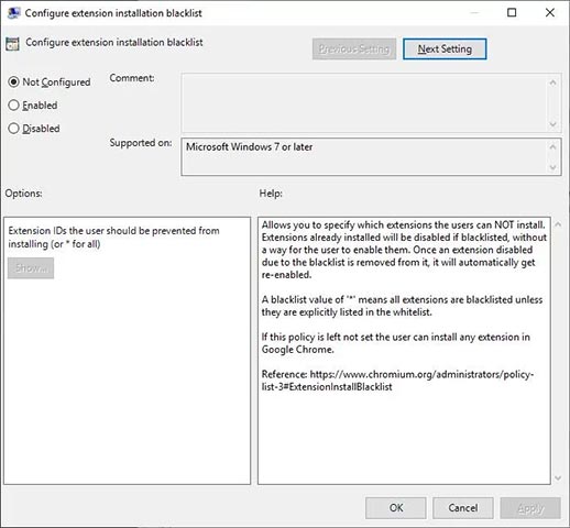 Sau khi đã được thêm vào Group Policy Editor, các policy template này có thể định cấu hình cho nhiều chính sách nhóm khác nhau
