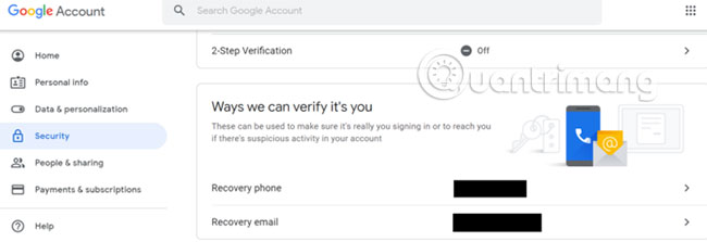 Xóa số điện thoại từ tùy chọn Ways we can verify it’s you