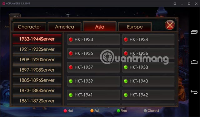 Bảng server Legacy Of Discord