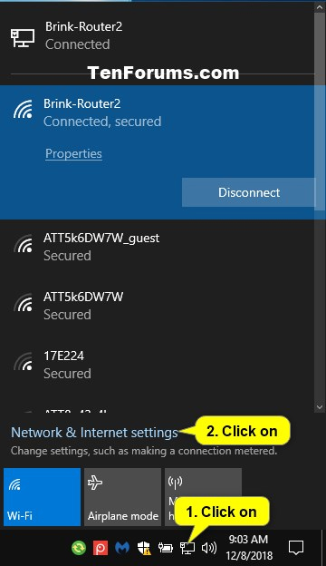Mở Network settings