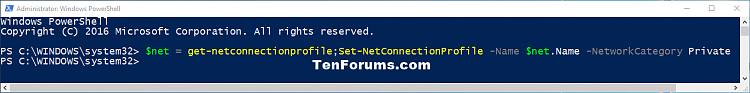 Thay đổi vị trí của kết nối mạng hiện tại trong PowerShell