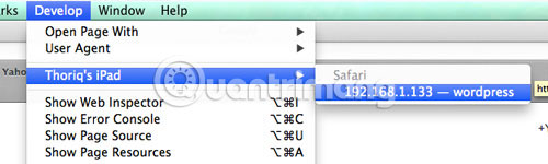 Chuyển đến menu Develop