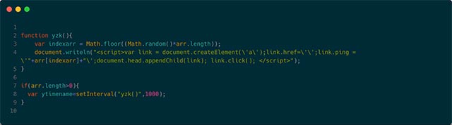 Tập lệnh yo.js sẽ chọn ngẫu nhiên một trong các trang web trên và tạo URL ping HTML với trang web đó như là mục tiêu ping tới.