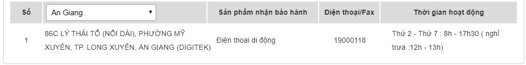Các trung tâm bảo hành của ASUS ở An Giang