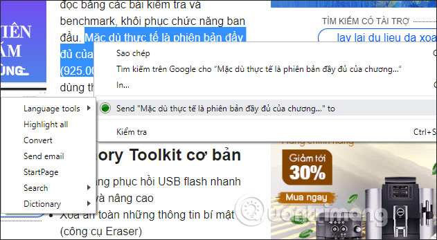 Mở menu SelectionSK