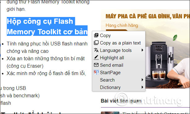 Hiện menu mới