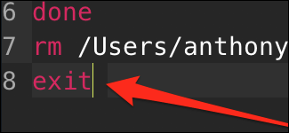 Sử dụng lệnh exit