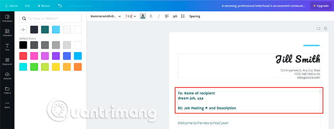 Thay đổi văn bản ở tiêu đề phụ