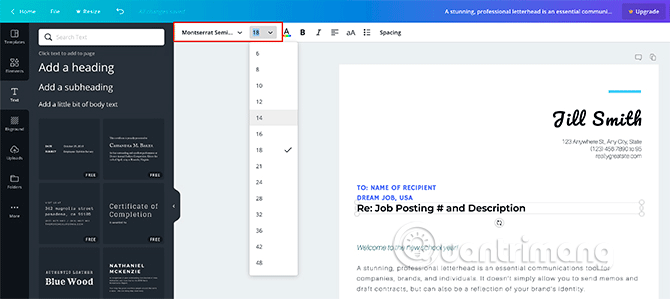Thay đổi font chữ, kích cỡ và màu sắc chữ tiêu đề phụ