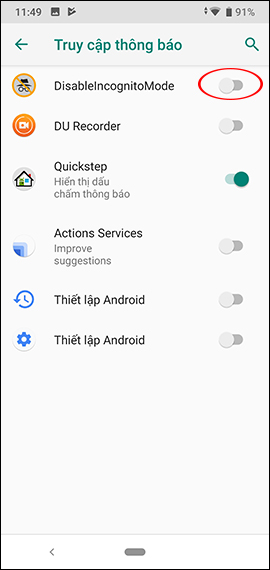 Bật chế độ DisableIncognitoMode