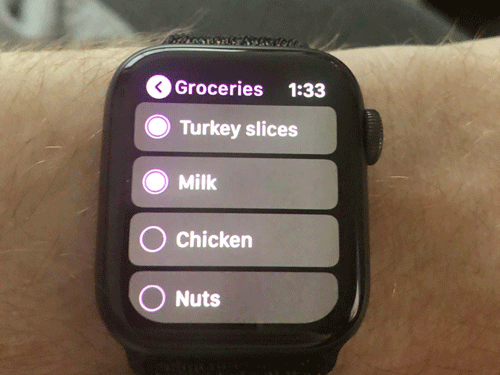 Sử dụng Apple Watch để tạo danh sách mua hàng