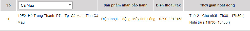 Các trung tâm bảo hành sản phẩm của Sony tại Cà Mau