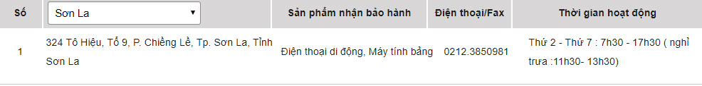 Các trung tâm bảo hành sản phẩm của SonaCác trung tâm bảo hành sản phẩm của Sony tại Sơn Lay tại Sóc Trăng