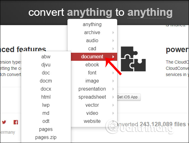 Cách đổi đuôi doc, docx sang PDF bằng Cloudconvert