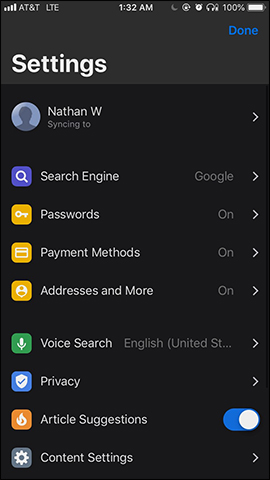 Giao diện cài đặt