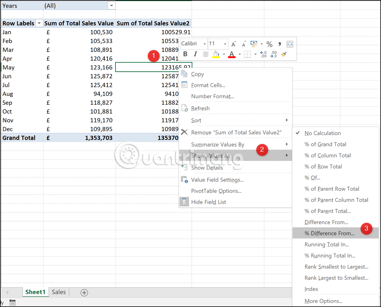 Cách tính phần trăm thay đổi trong Pivot Table trong Excel - Ảnh minh hoạ 10