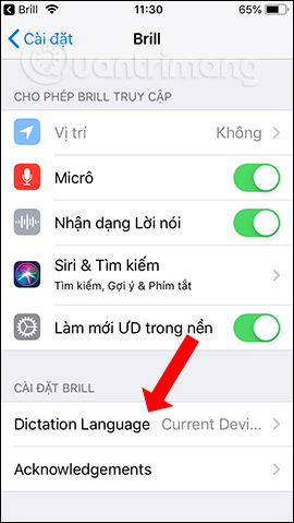 Chọn ngôn ngữ thu âm 