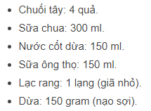 Nguyên liệu làm kem chuối
