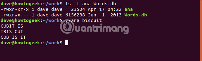 Ana utility reverses word order